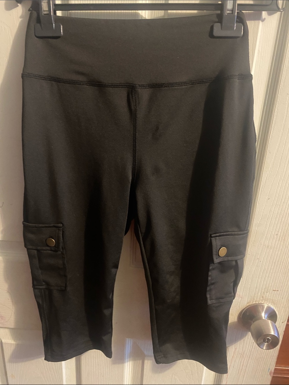 Women's Black Cargo Capri Shorts with Side Pockets
